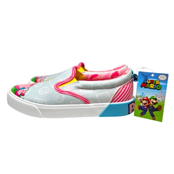 Super Mario Princess Peach Sneakers Slip-On Twin Gore Big & Little Girls 3D Logo - Picture 6 of 8